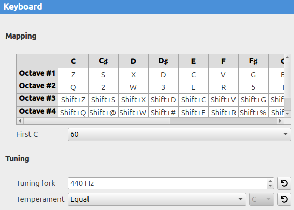 Settings, keyboard