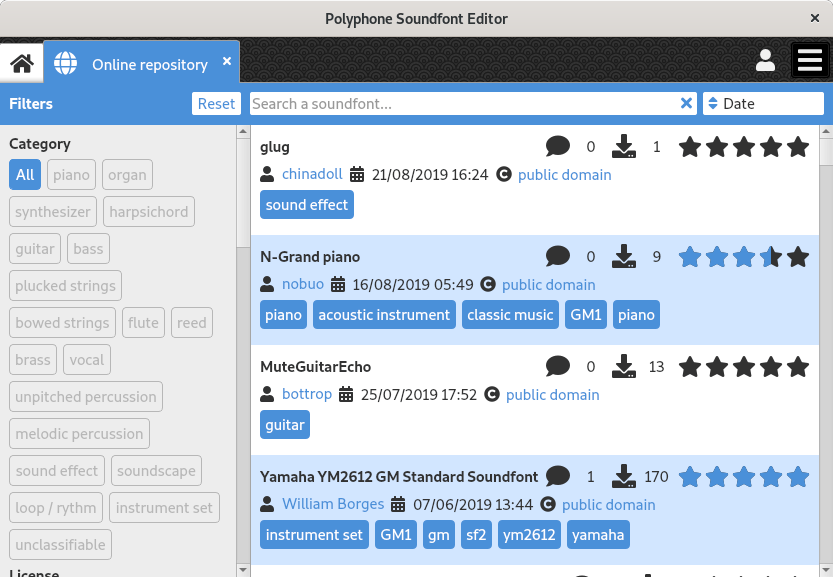 Browsing soundfonts