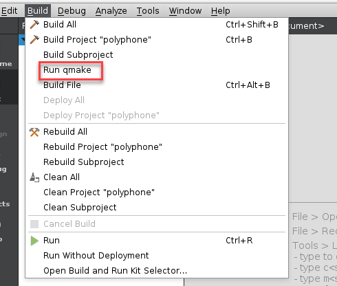 Utilisation de qmake