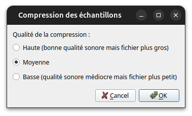 Choix de la qualité de compression Choix de la qualité de compression