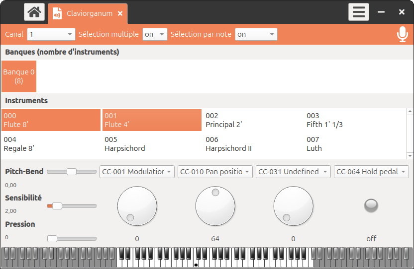 Polyphone ouvert avec le mode « synthé »