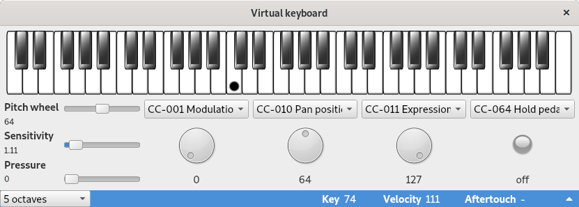 Clavier virtuel avec les contrôleurs MIDI